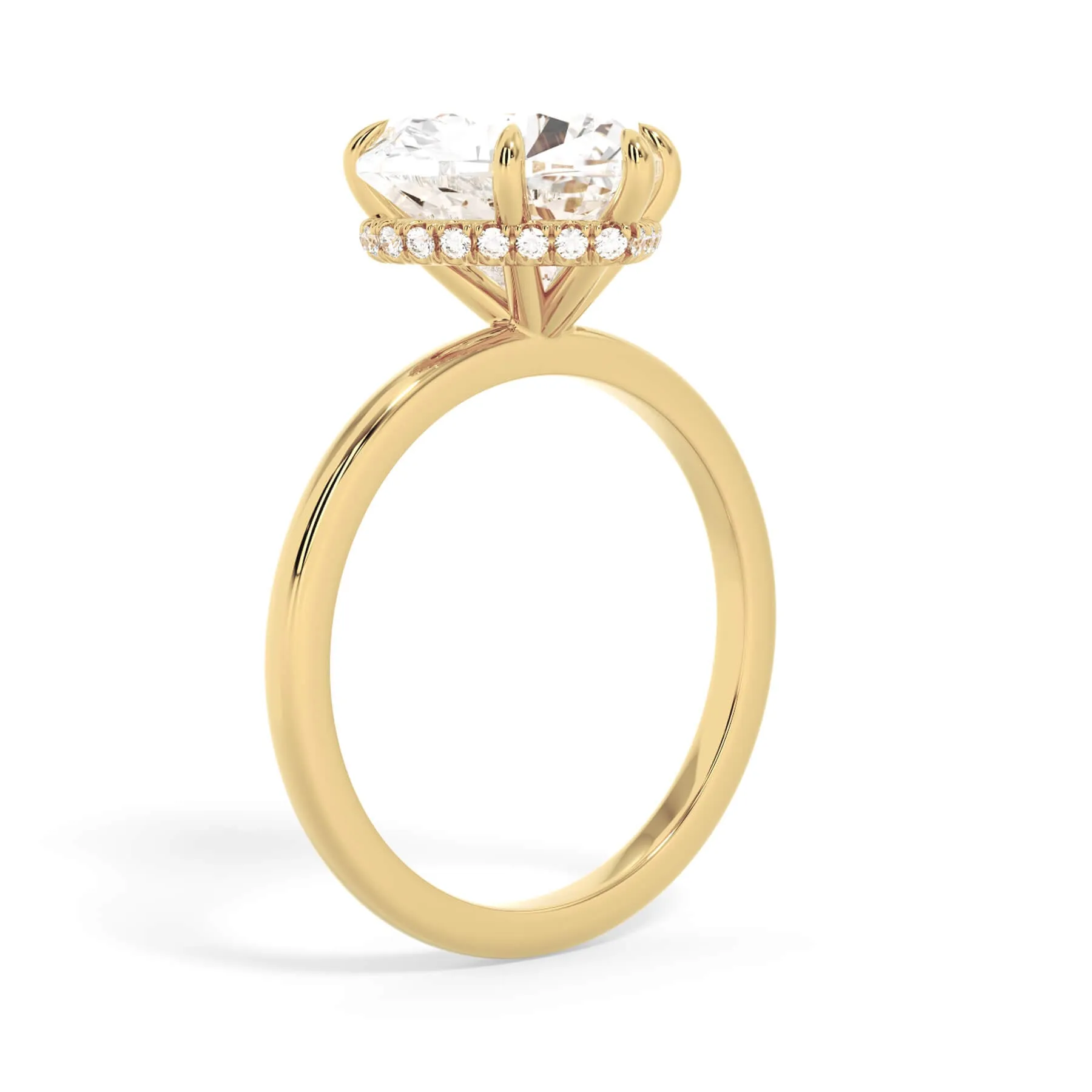 Wrap Diamond Engagement Ring with Plain Band - Yellow Wrap