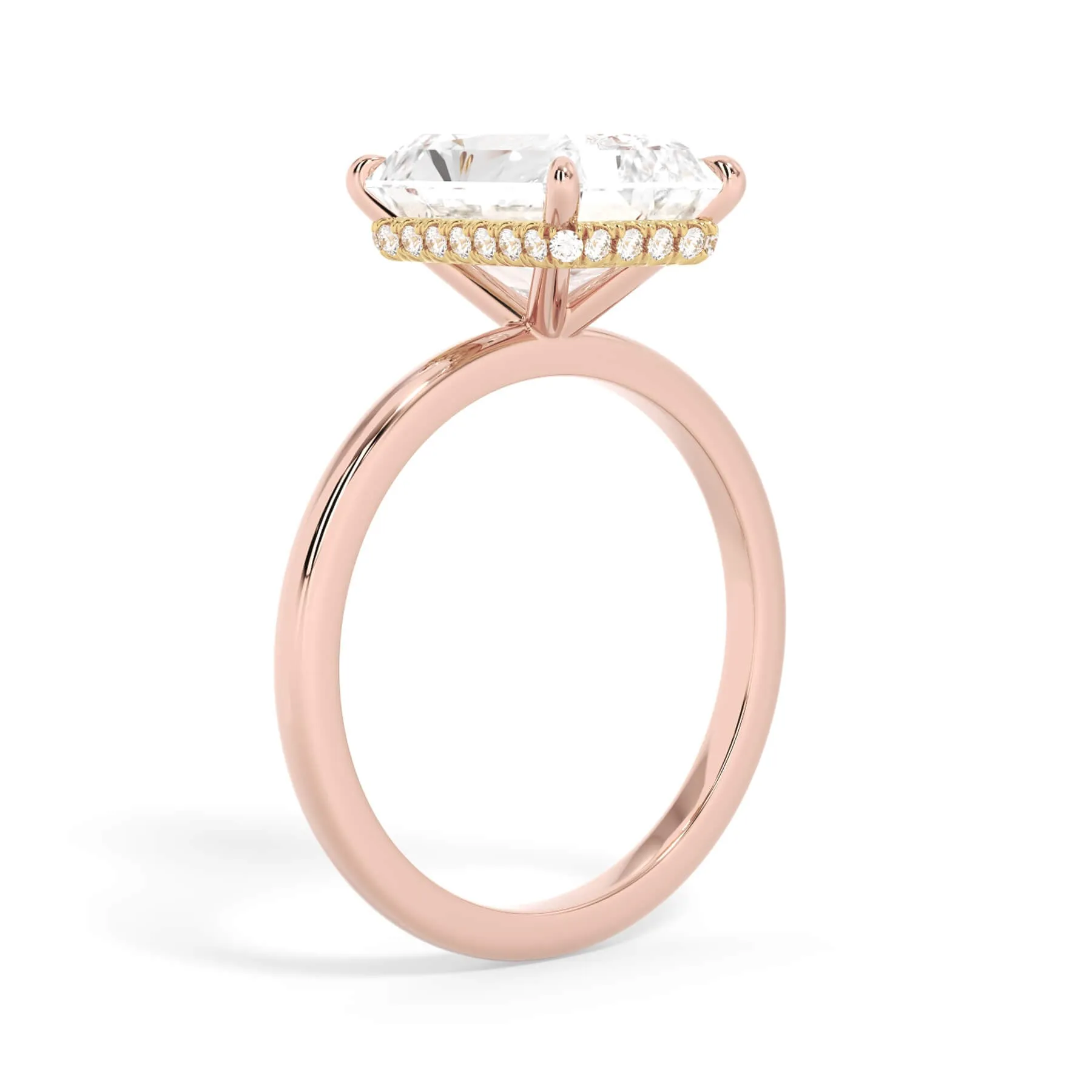 Wrap Diamond Engagement Ring with Plain Band - Yellow Wrap