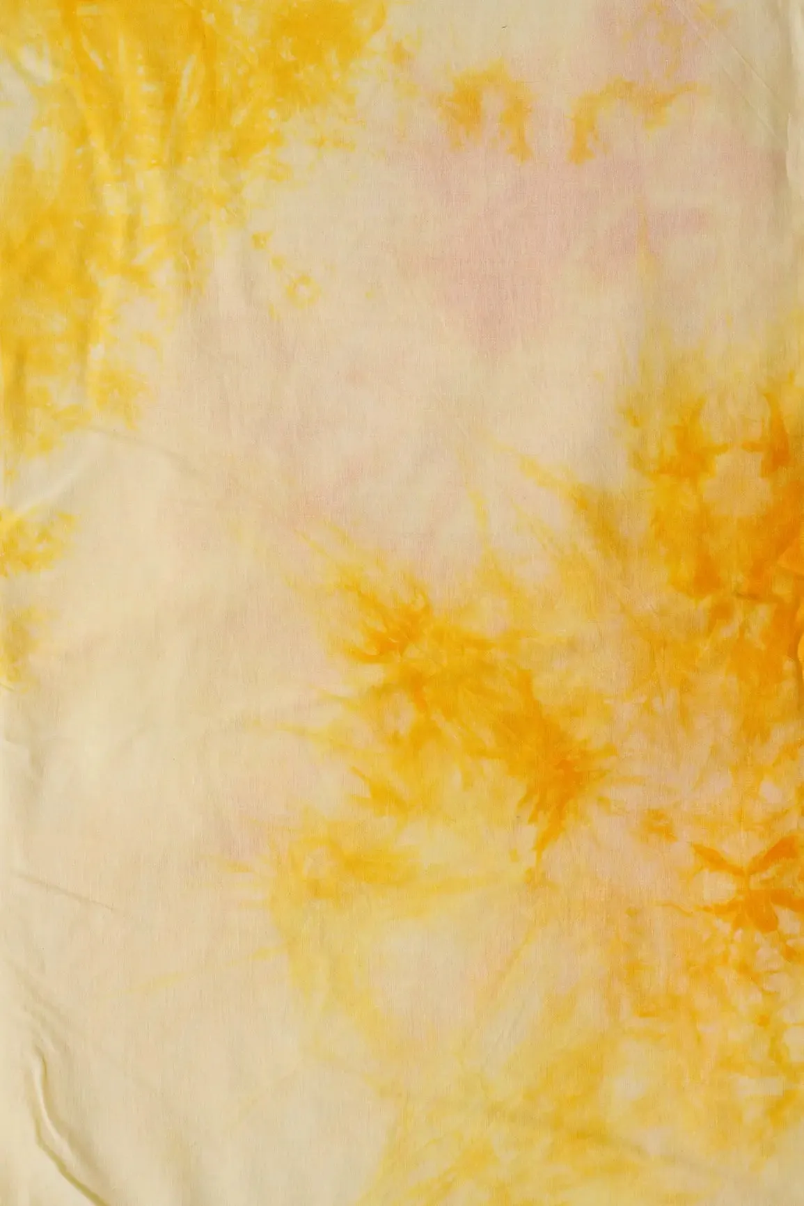 Yellow And Off White Tie & Dye Shibori Print On Pure Cotton Fabric