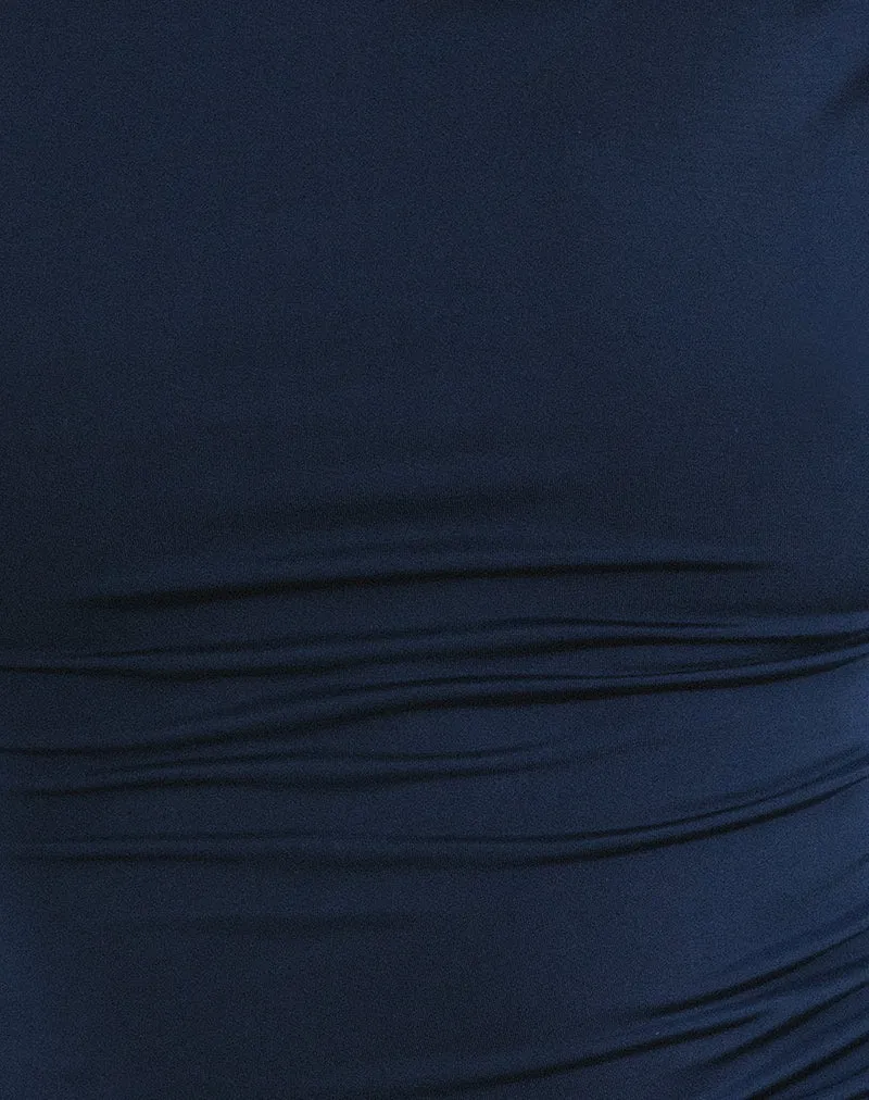 Navy Yeseo Slinky Tank Top with Stretch Fabric